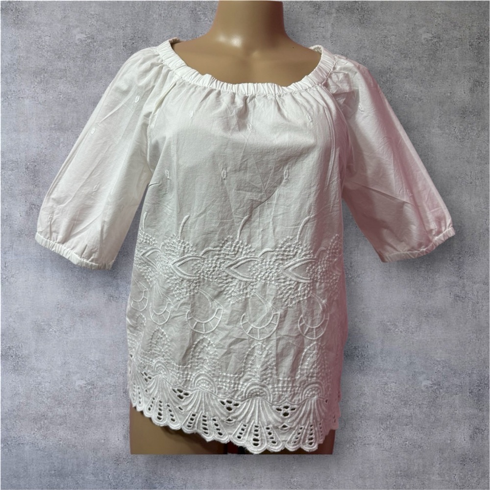 Talbots petite blusa de mujer bordada blanca talla Mp